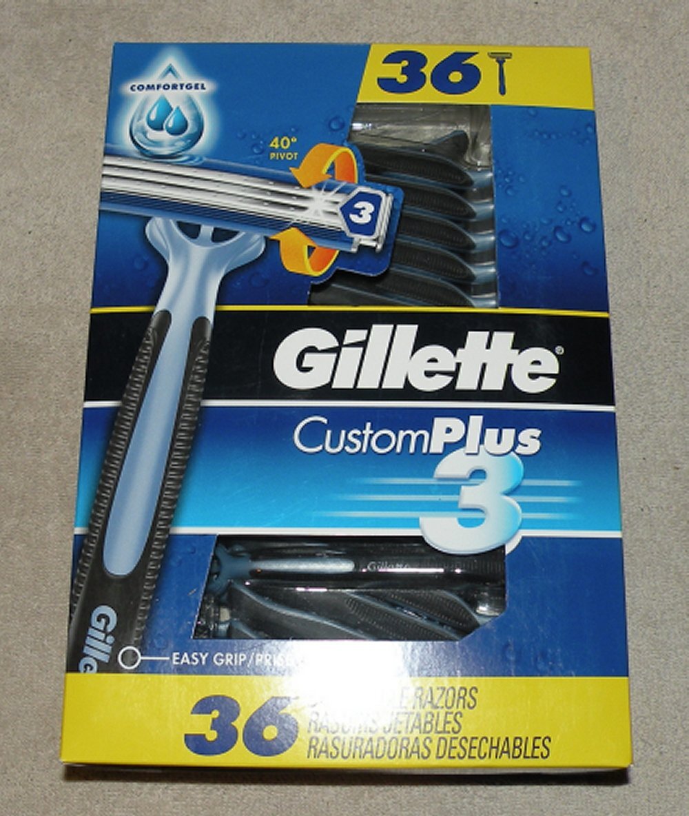 Gillette Custom Plus 3 ComfortGel Disposable Razors 36-Pack New Sealed